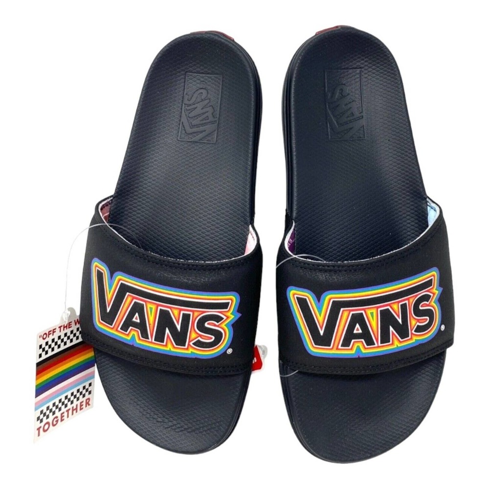 VANS La Costa Mens Size 11 Slide Pride Logo Black Synthetic Nubuck Sandals New - Picture 3 of 9